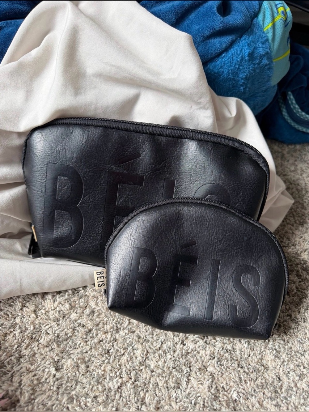 Beis Black Cosmetic Pouch Set
